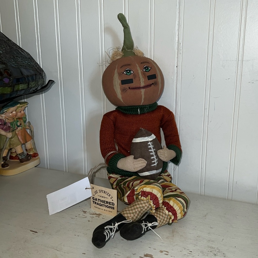 NWT Joe Spencer Gallerie II Defense Dan Halloween pumpkin doll 18”